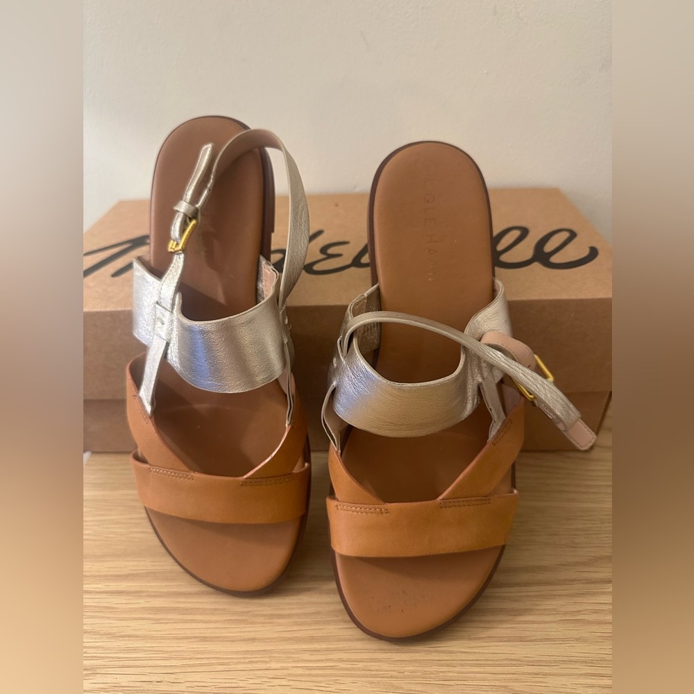 Cole Haan Metallic and Tan Sandals (Women’s 6.5)